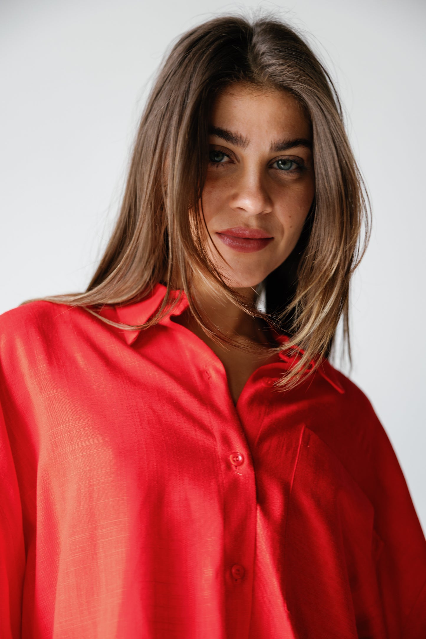 Cropped Shirt - Crimson Red