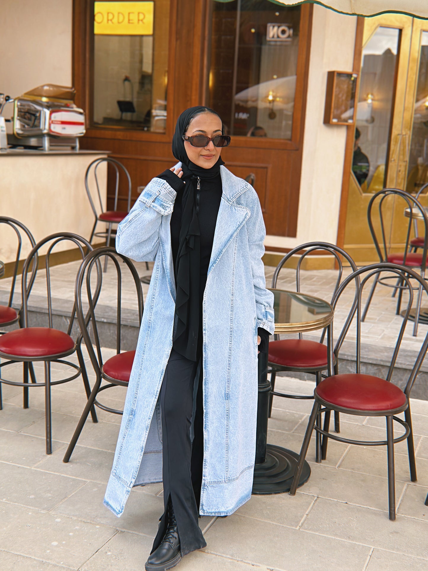 Neat-fit Denim coat - Light Washed Blue