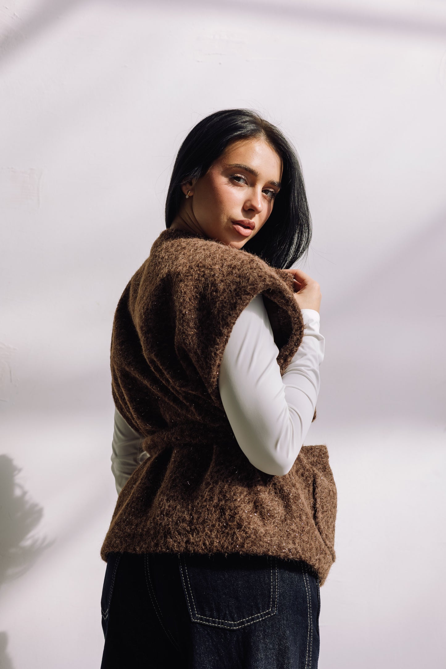Shimmer Base Edit Vest - Brown Cocoa