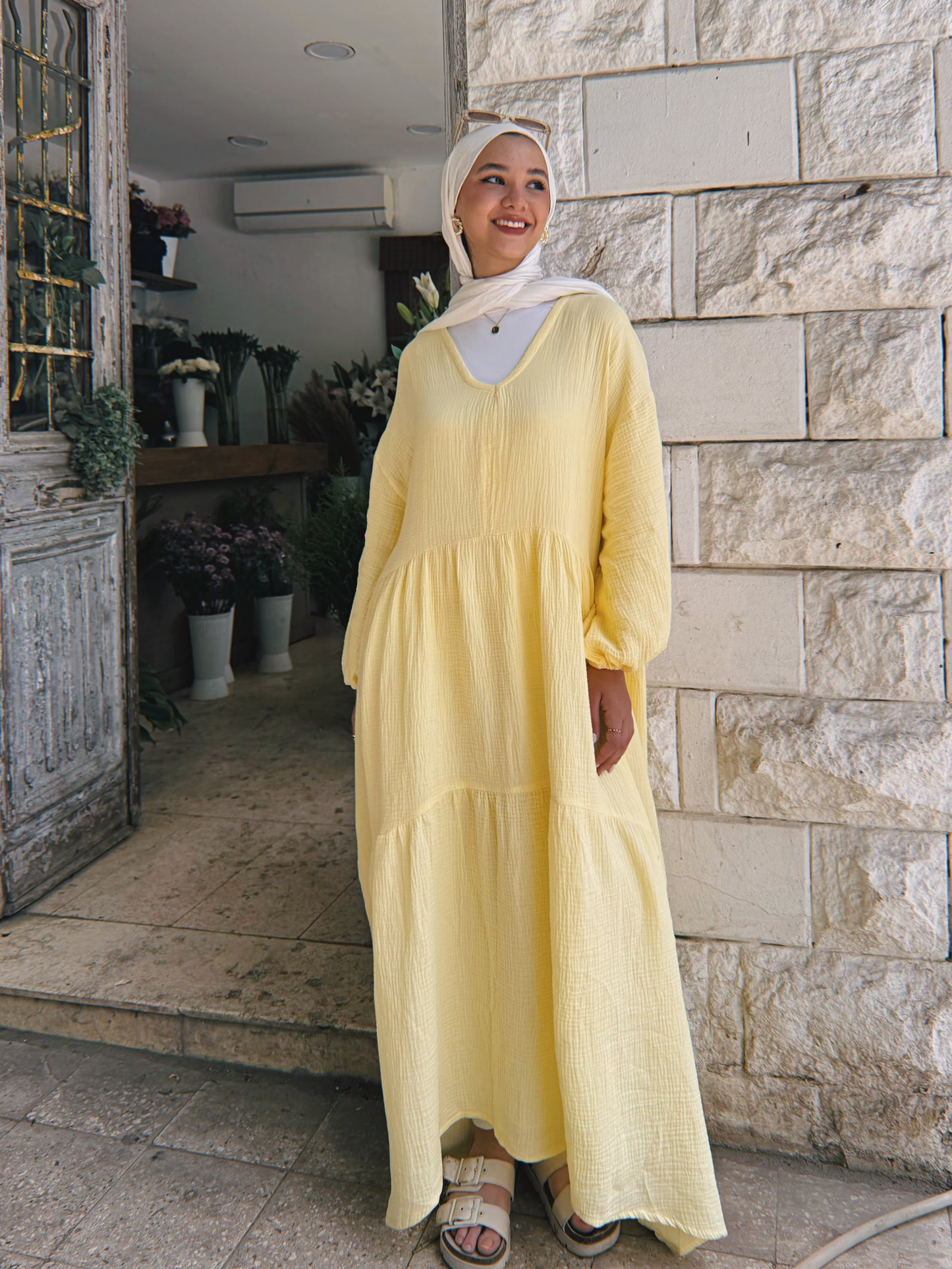 Blossom Beach Dress - Powder Yellow