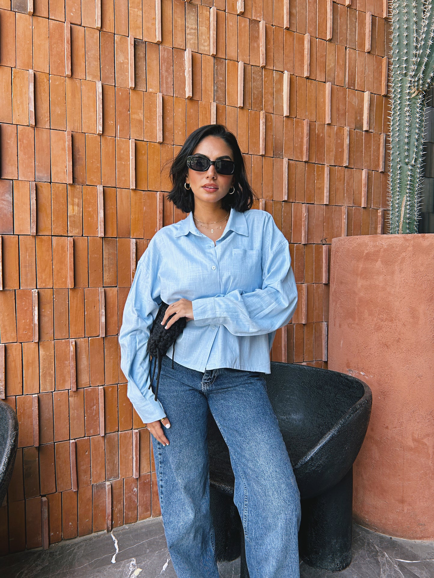 Cropped Shirt - Babyblue