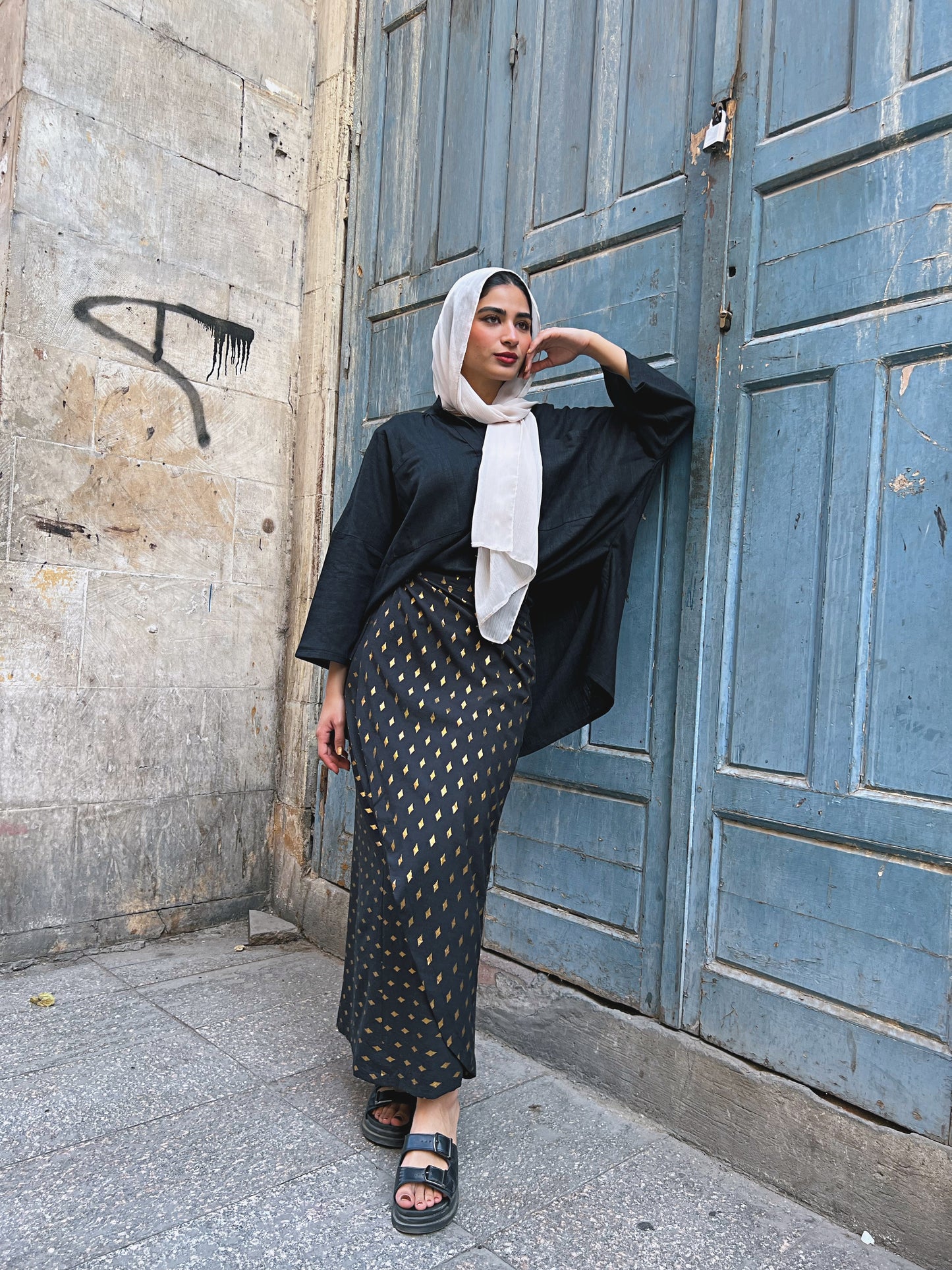 Notched Neck Shirt - Black