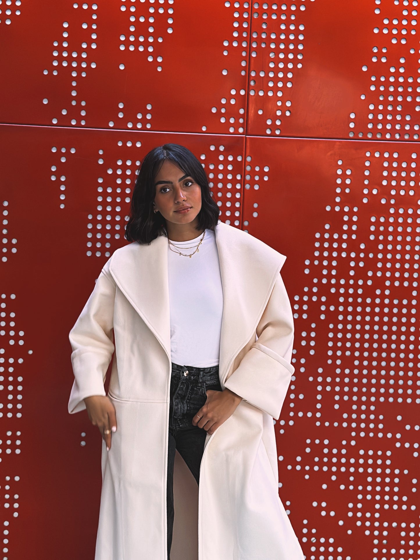 Scarf Coat - Offwhite