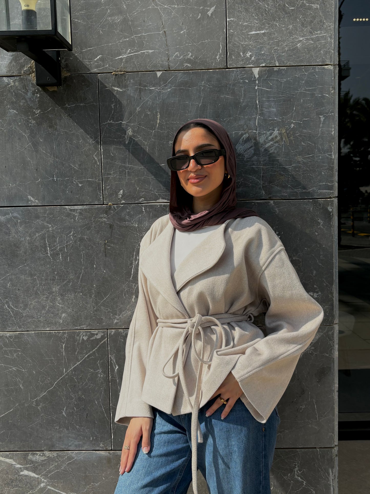 Aurora Belted Jacket - Beige