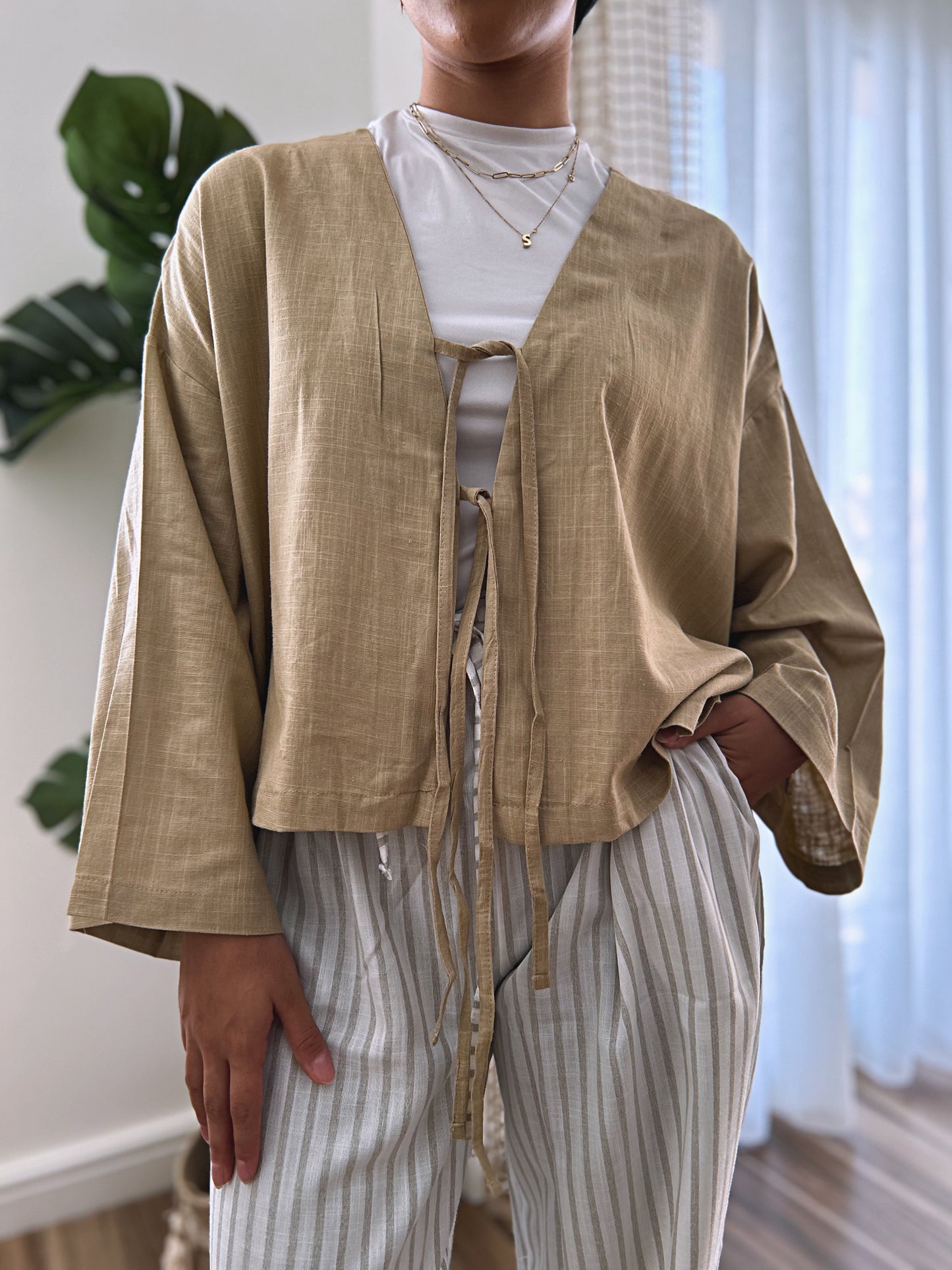 Tied-up Shirt - Cafe