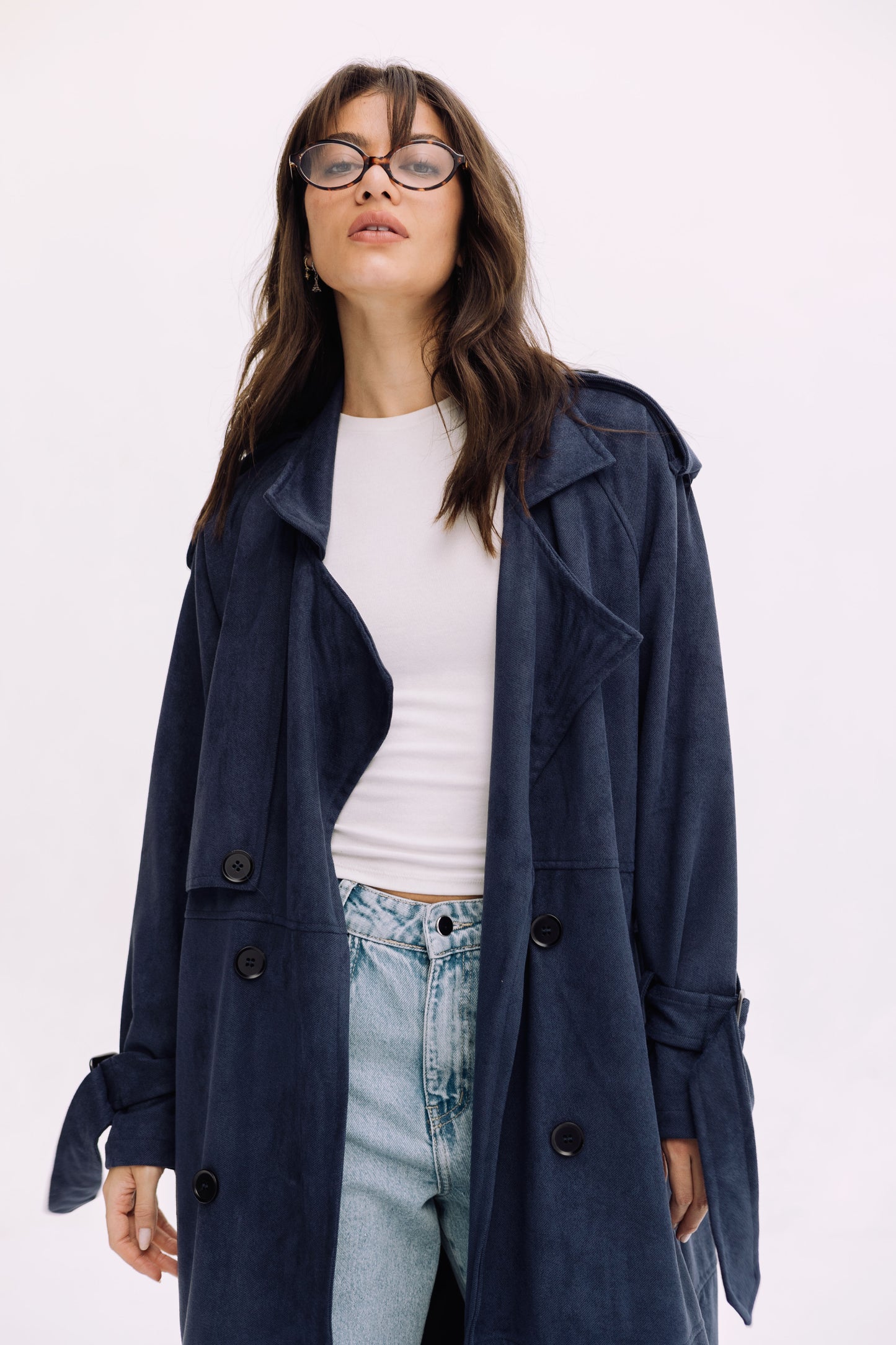 City Girl Trench Coat - Navy
