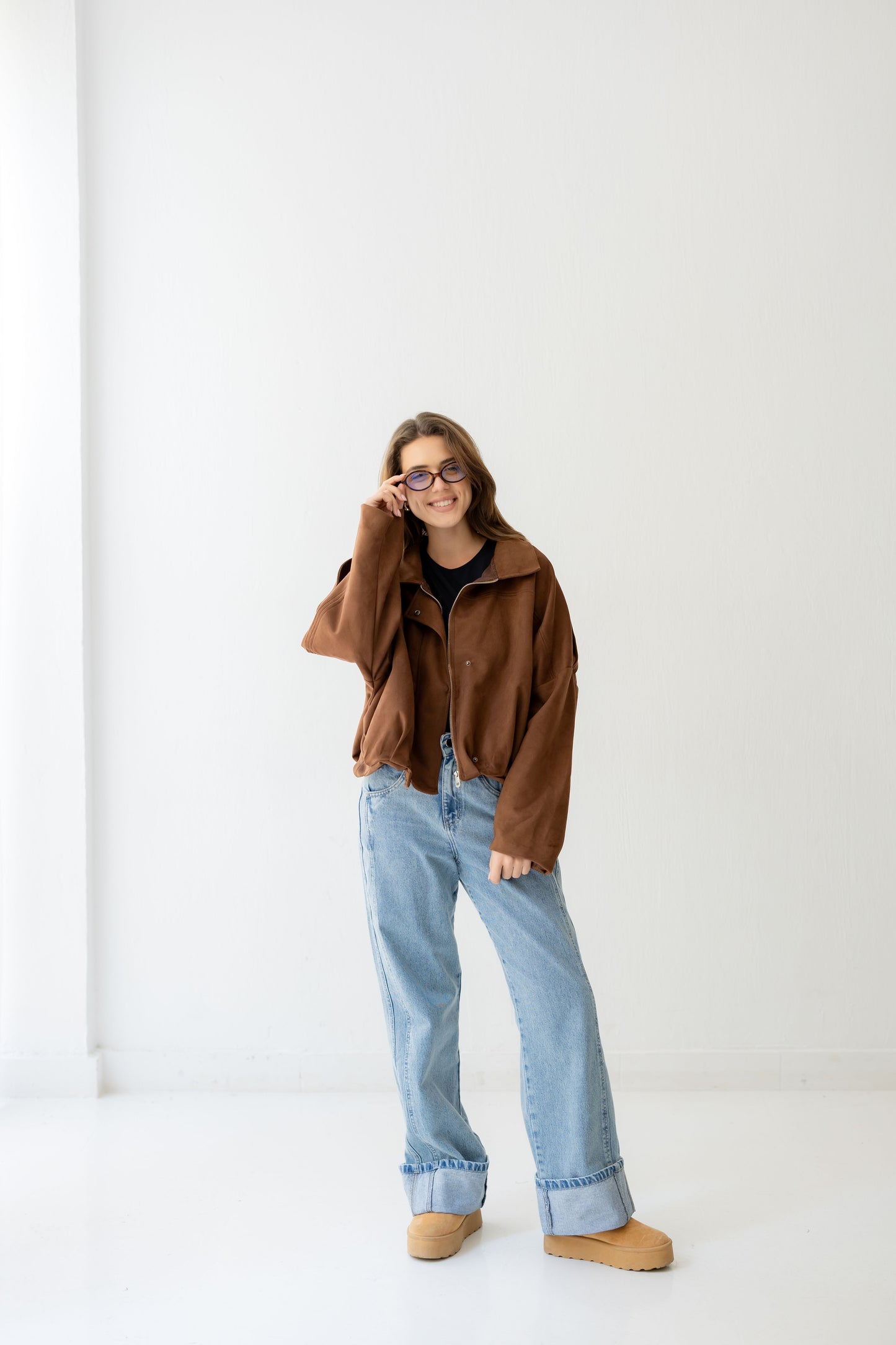 Double Cuff Denim Pants - Washed Blue