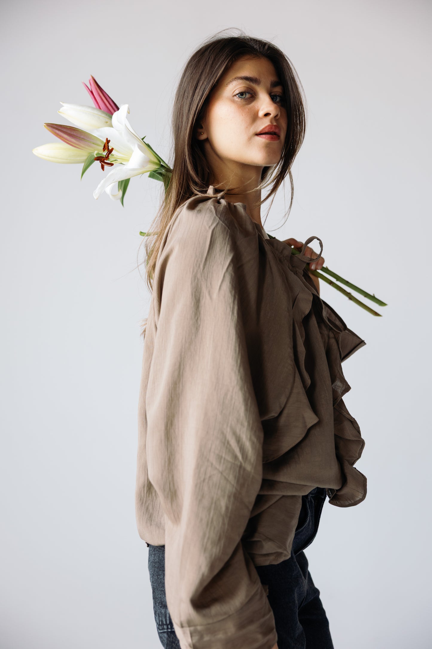 Ruffles Top - Khaki