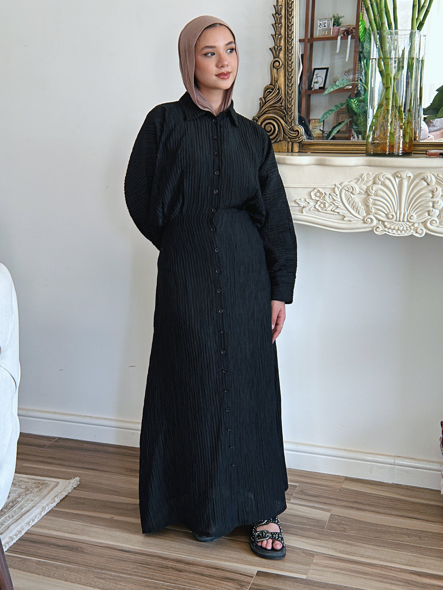 Dreamy Crinkled Dress - Black