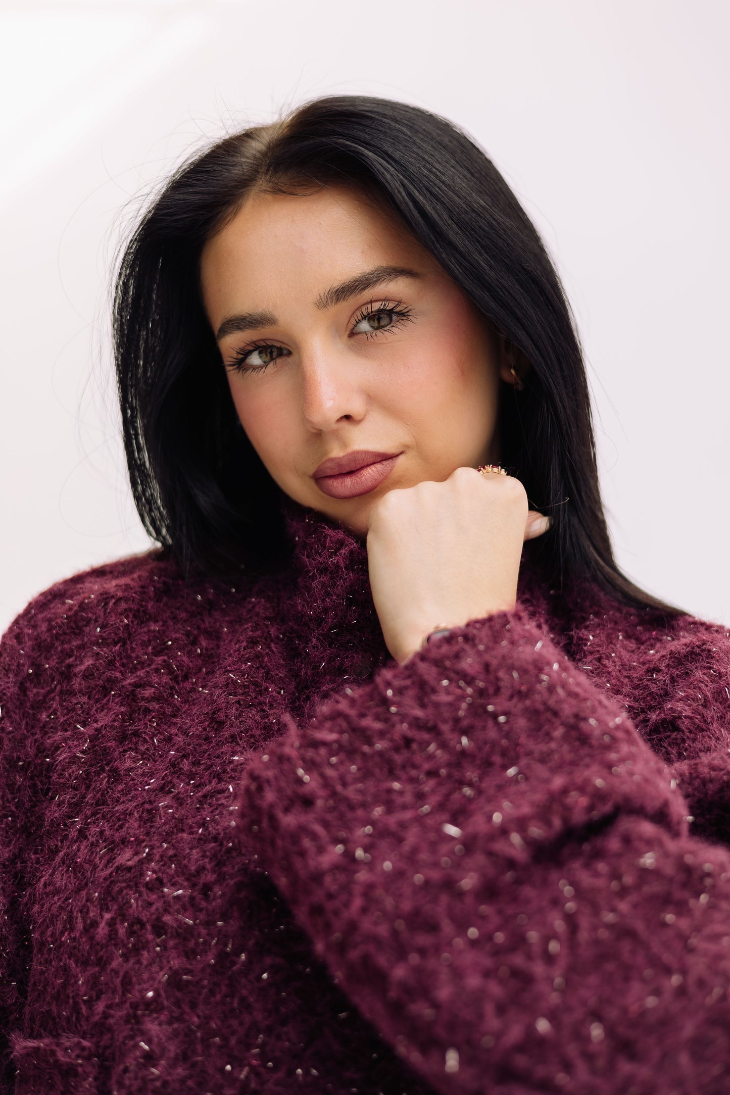 Shimmer Fluff-On Jacket - Deep Burgundy