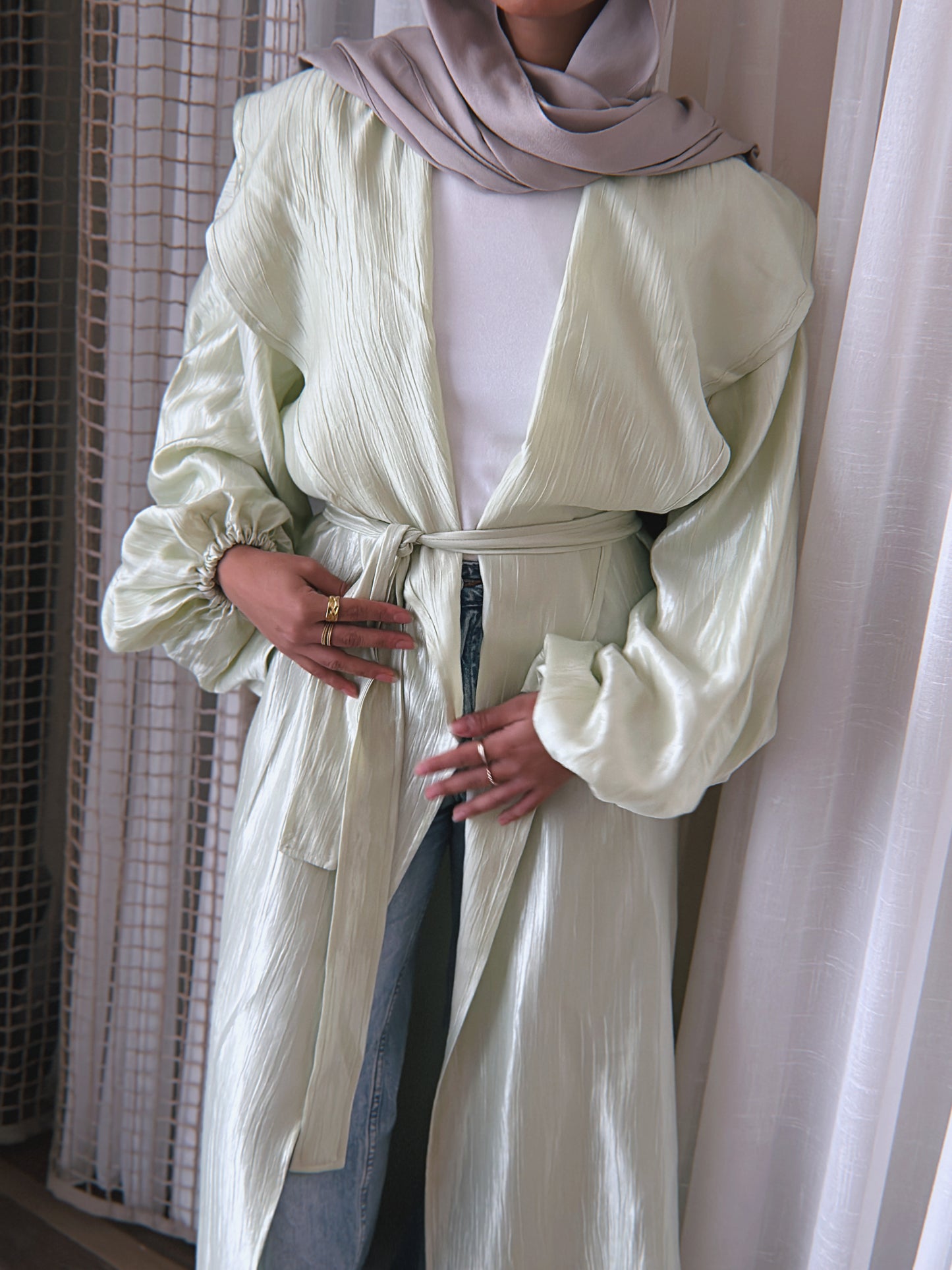 Love Me Shimmer Kimono - Mint Green