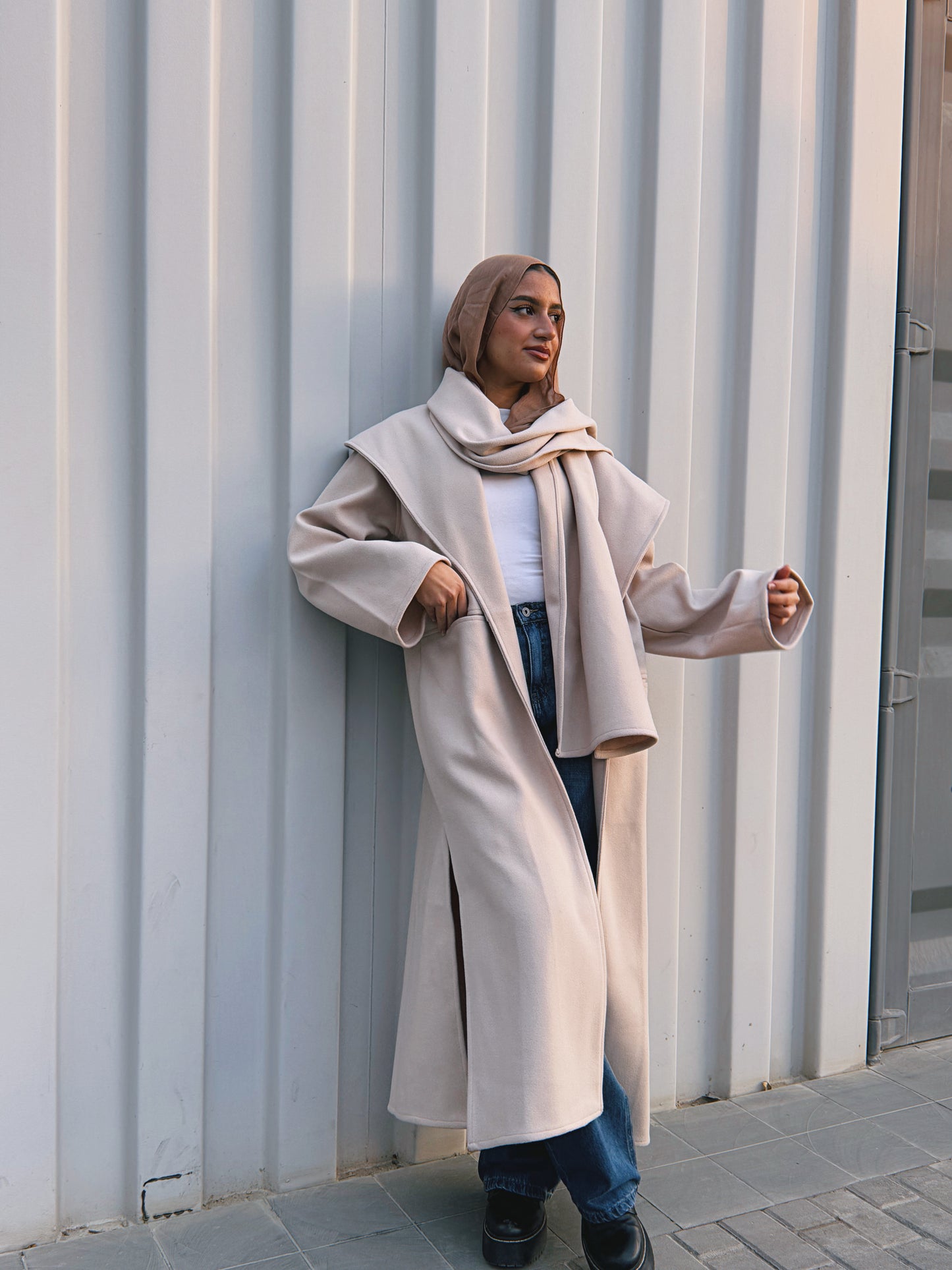 Scarf Coat - Beige