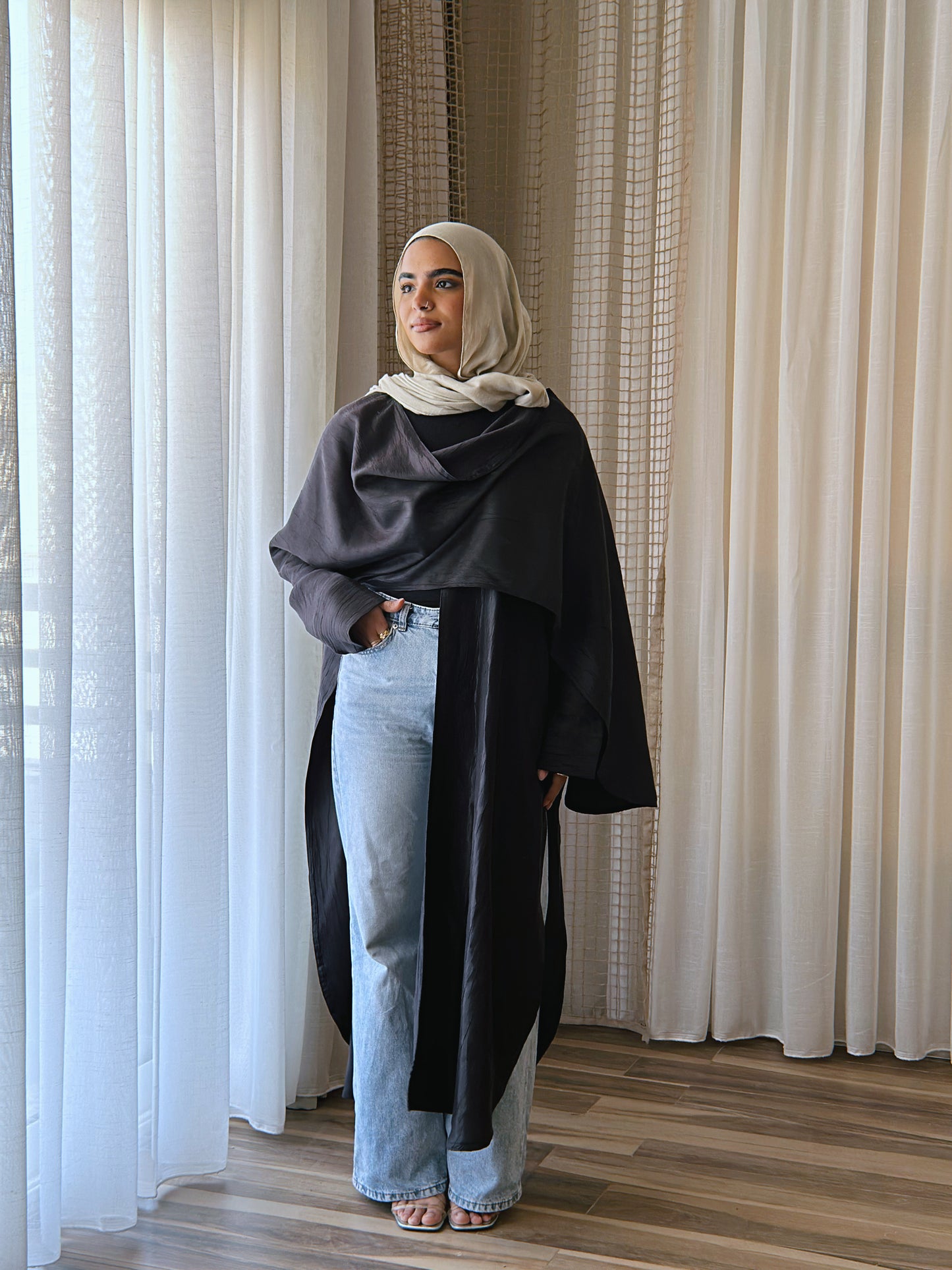 Shawl Shimmer Kimono - Black