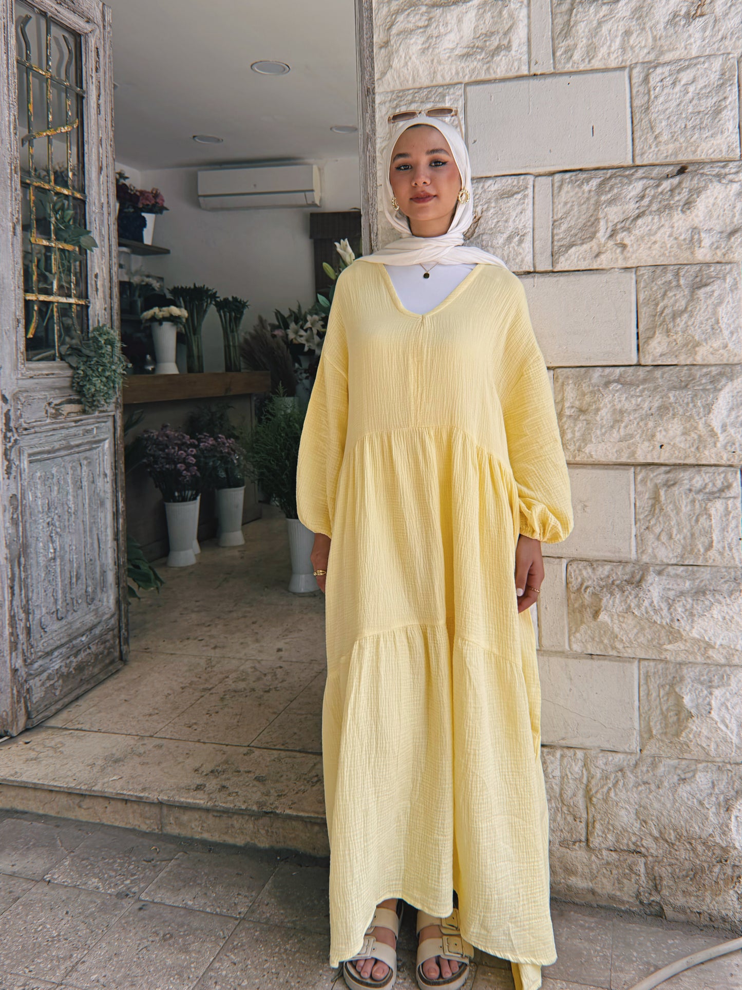 Blossom Beach Dress - Powder Yellow