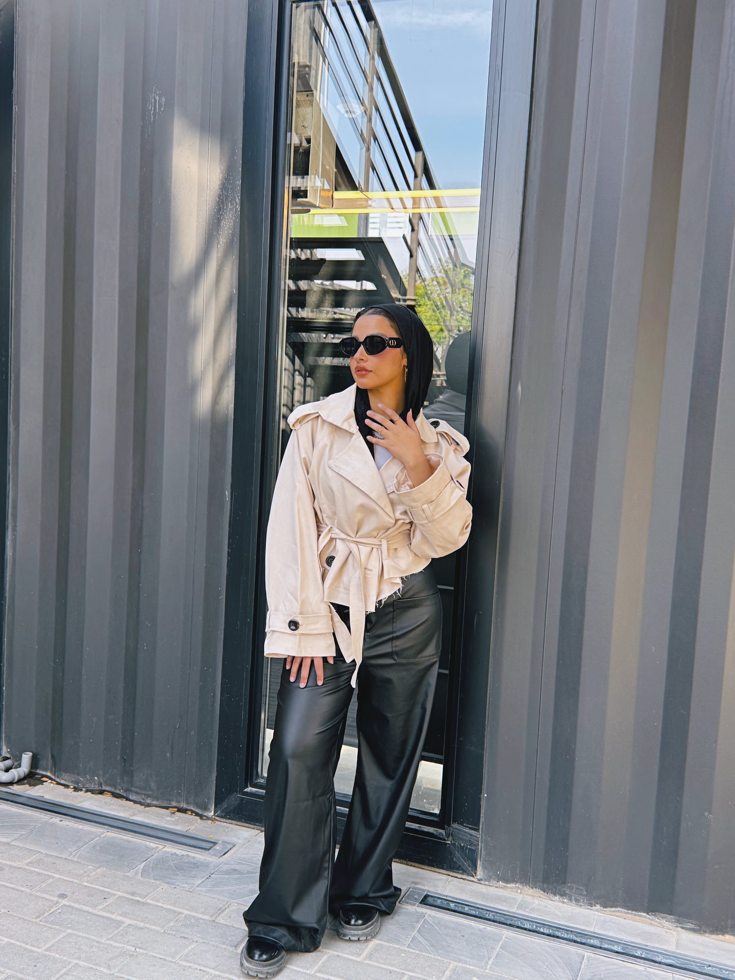 Cropped Trench Jacket - Beige