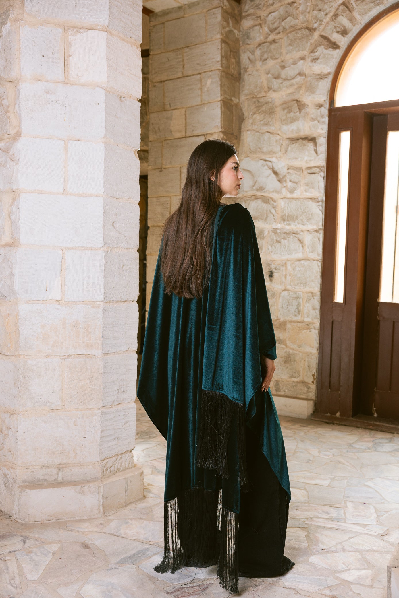 Fringe Edit Kaftan - Emerald Green