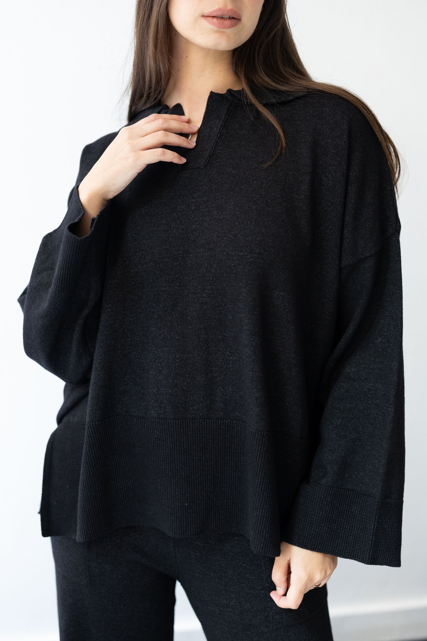 Clouded Warmth Knit Set - Dusty Black