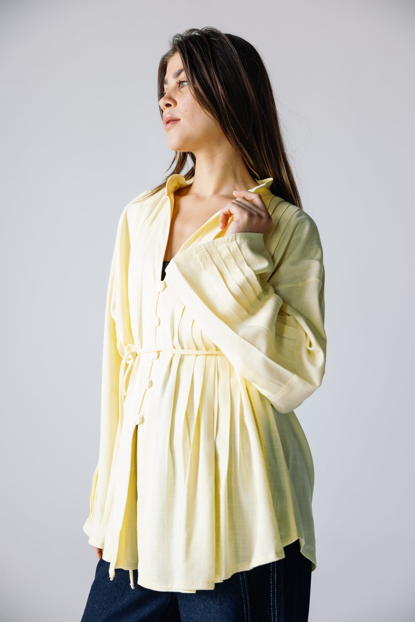Pleated Top - Powder Yellow
