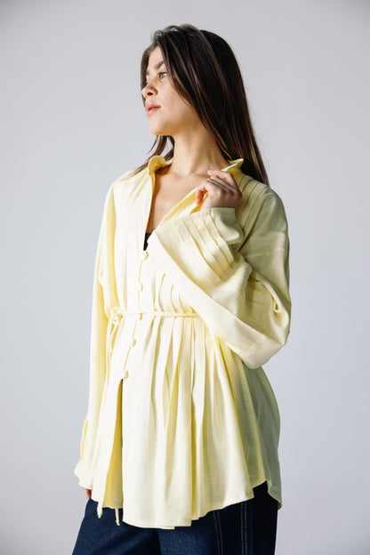 Pleated Top - Powder Yellow