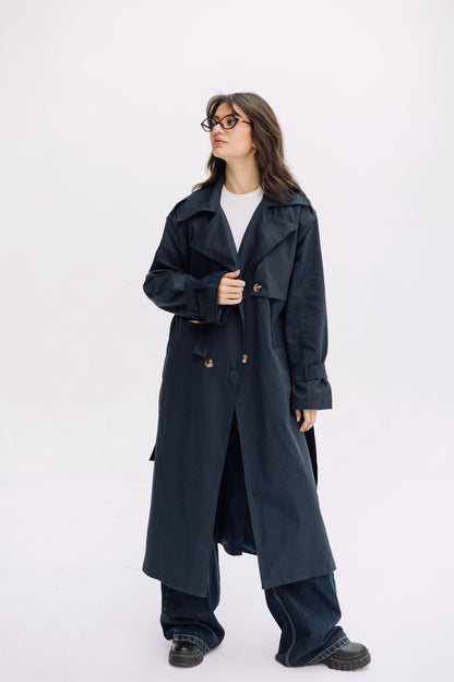 Trench Coat - Navy Blue