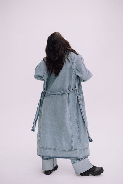 Neat-Fit Denim Coat - Washed Blue