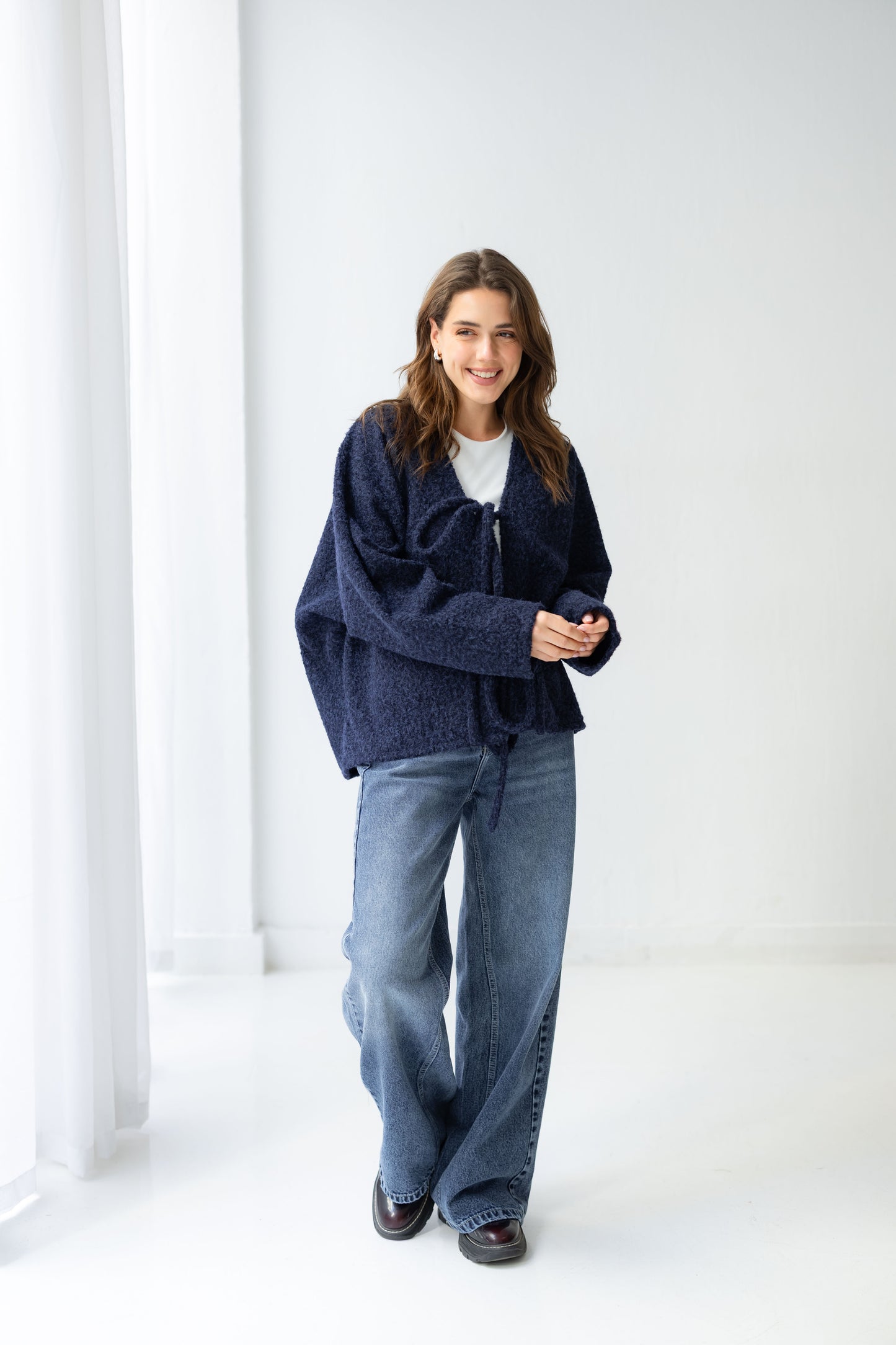 Wide Flow Denim Pants - Vintage Blue