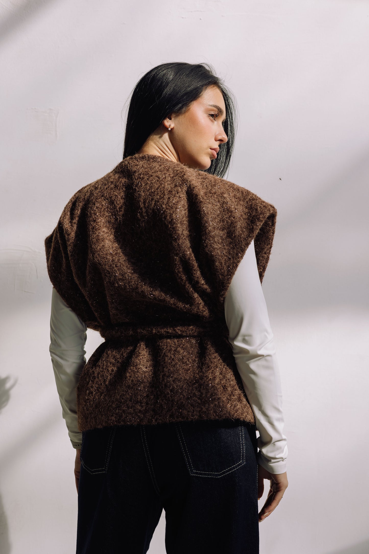 Shimmer Base Edit Vest - Brown Cocoa