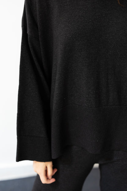 Clouded Warmth Knit Set - Dusty Black