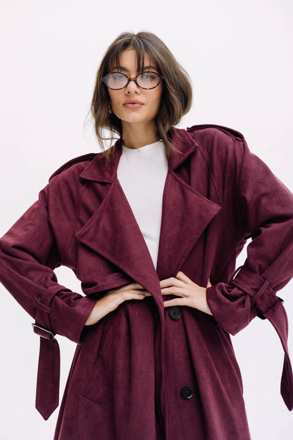 City Girl Trench Coat - Autumn Berry