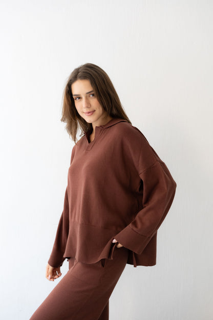 Clouded Warmth Knit Set - Chocolate