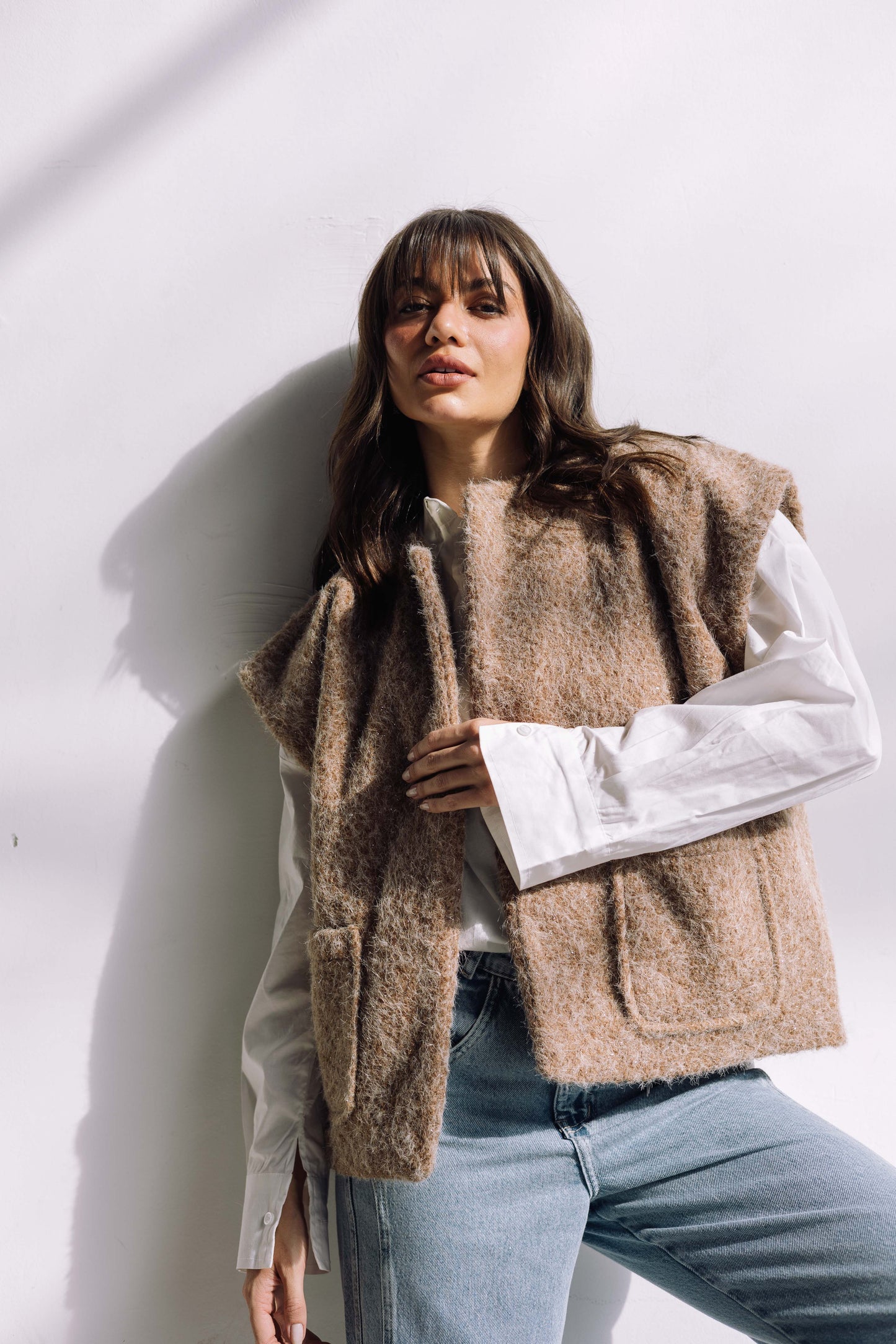 Shimmer Base Edit Vest - Mocha