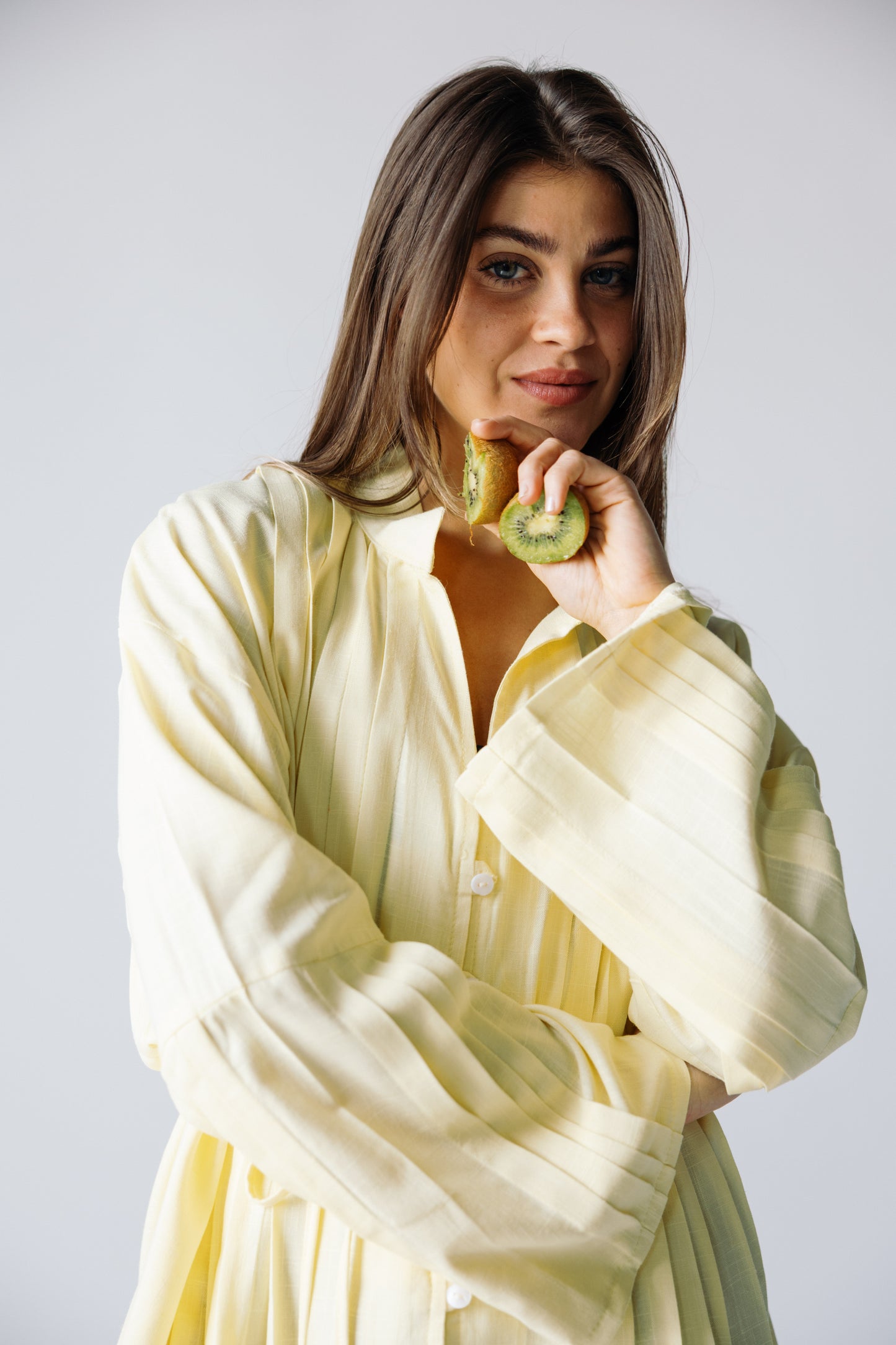 Pleated Top - Powder Yellow