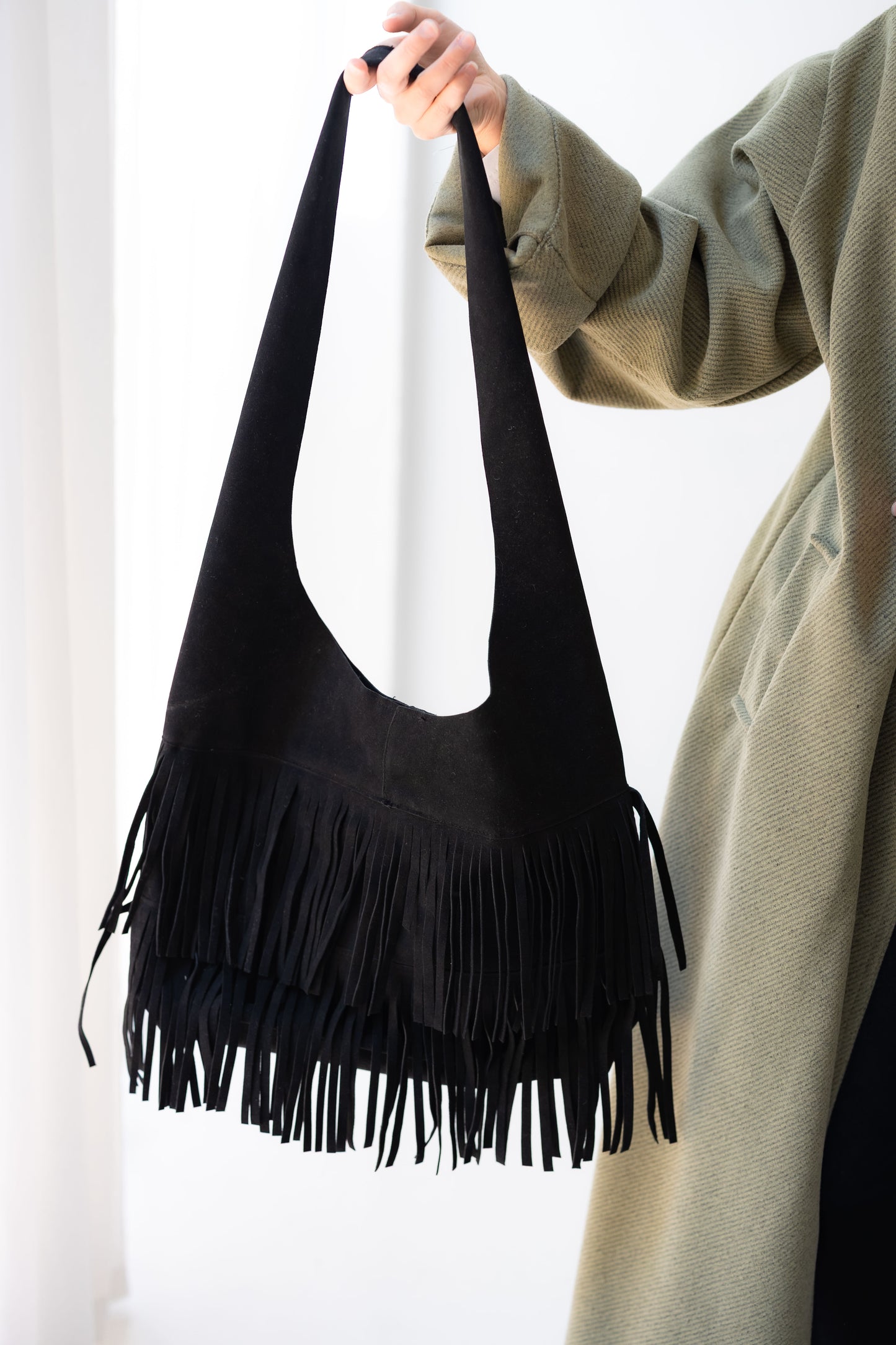 The Boho Fringe Bag - Midnight Black