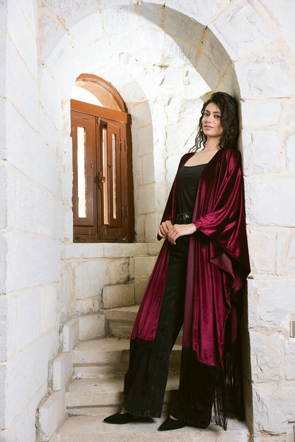 Fringe Edit Kaftan - Burgundy