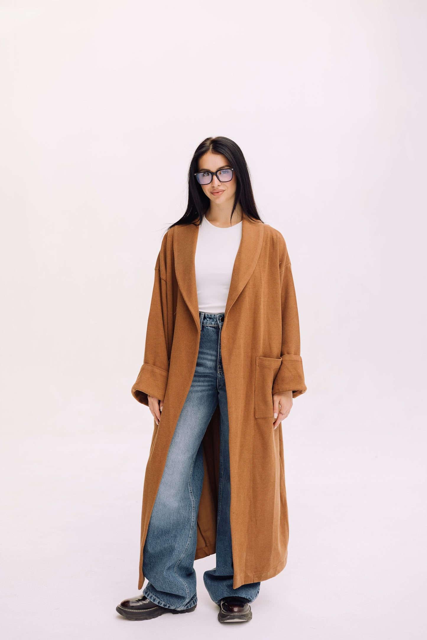 Cardigan Coat - Caramel Brown
