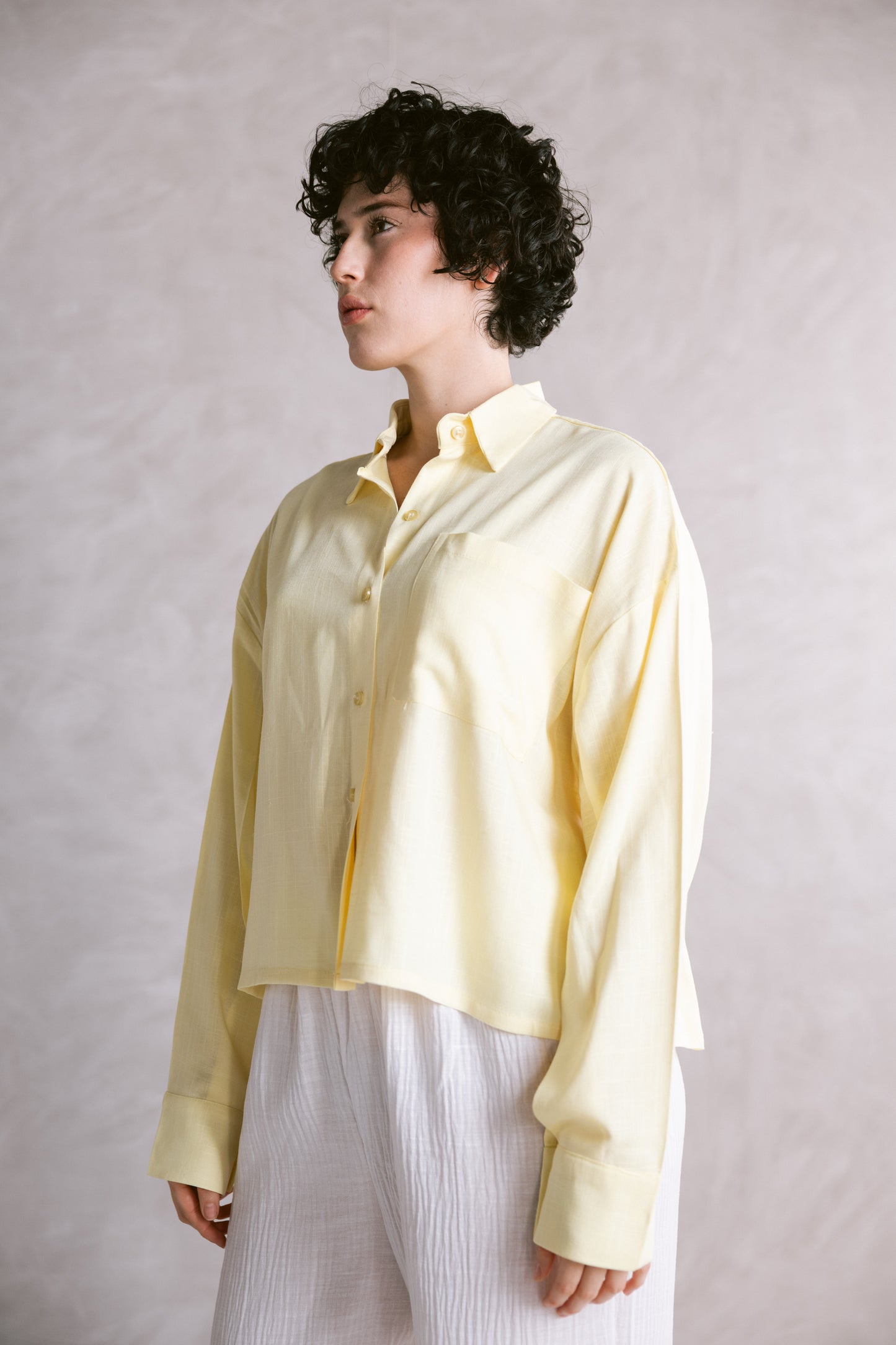 Cropped Shirt - Butter Yellow