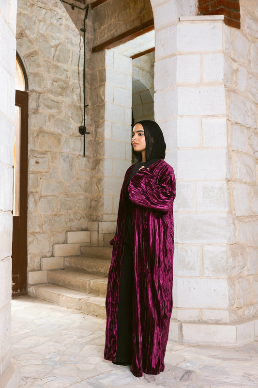 Velvet Flow Kimono - Burgundy