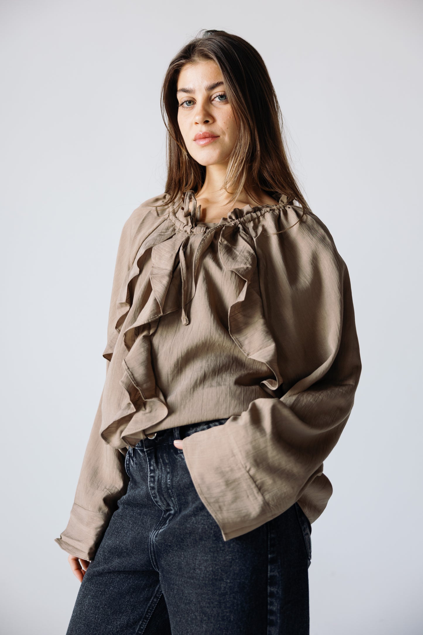 Ruffles Top - Khaki