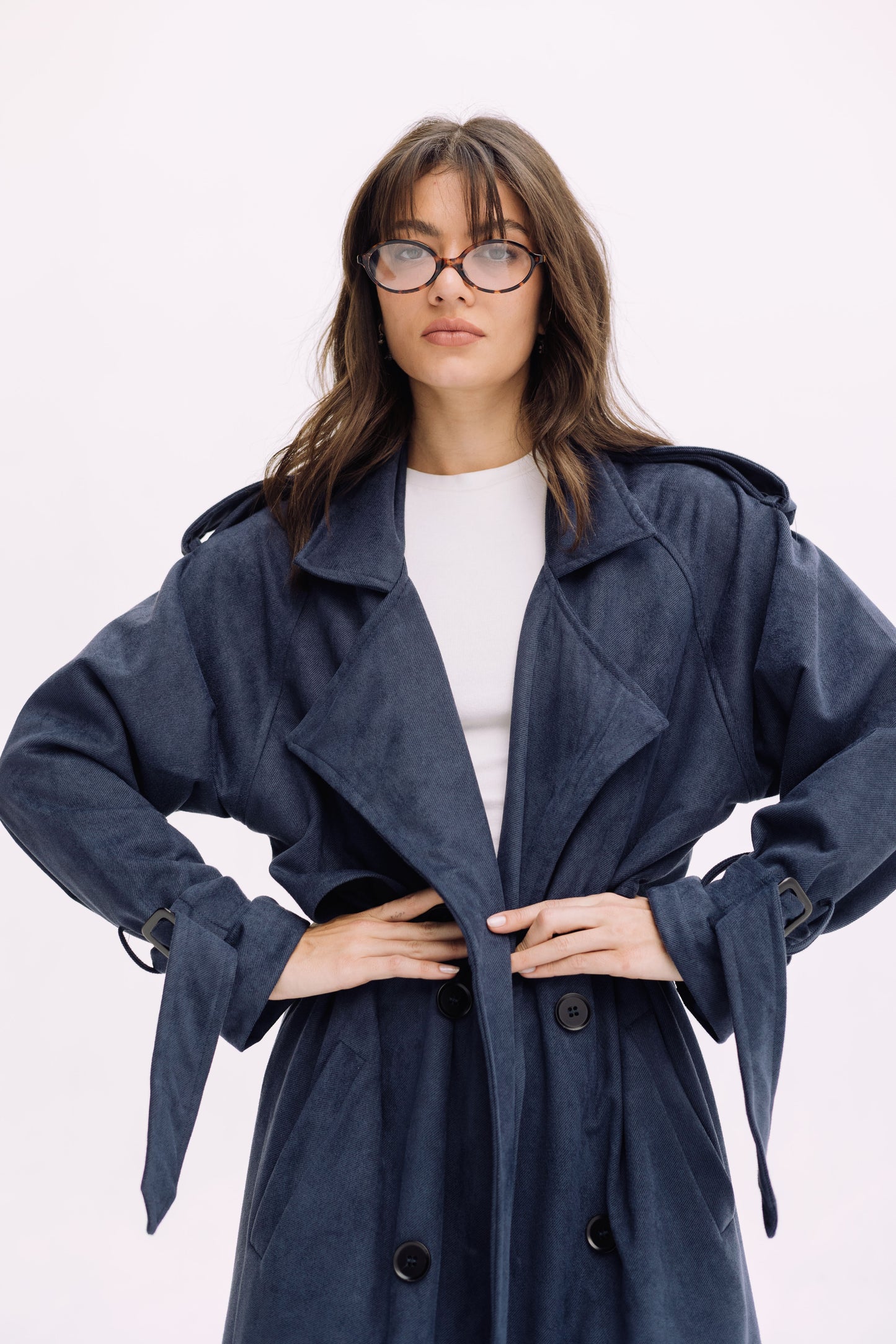 City Girl Trench Coat - Navy