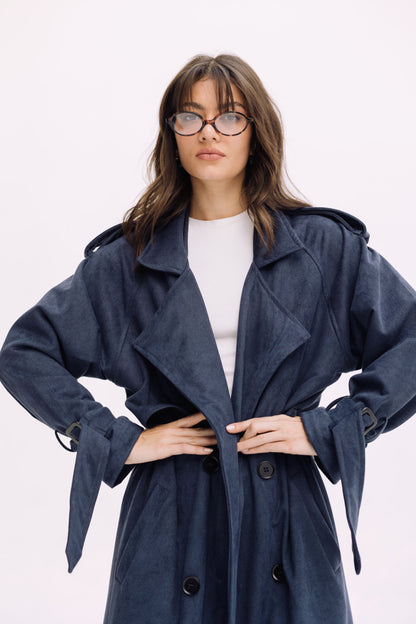 City Girl Trench Coat - Navy