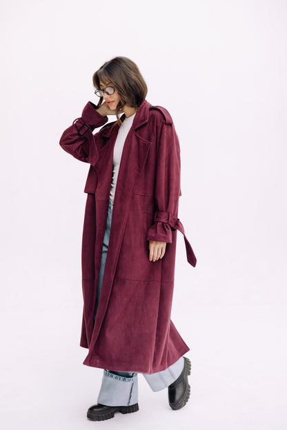 City Girl Trench Coat - Autumn Berry