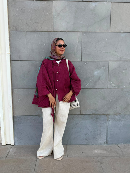 Rahaf Top - Burgundy