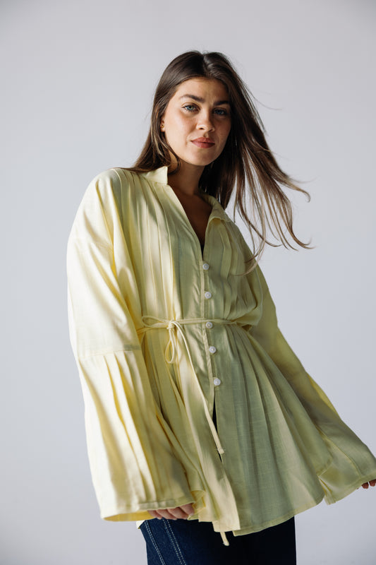 Pleated Top - Powder Yellow