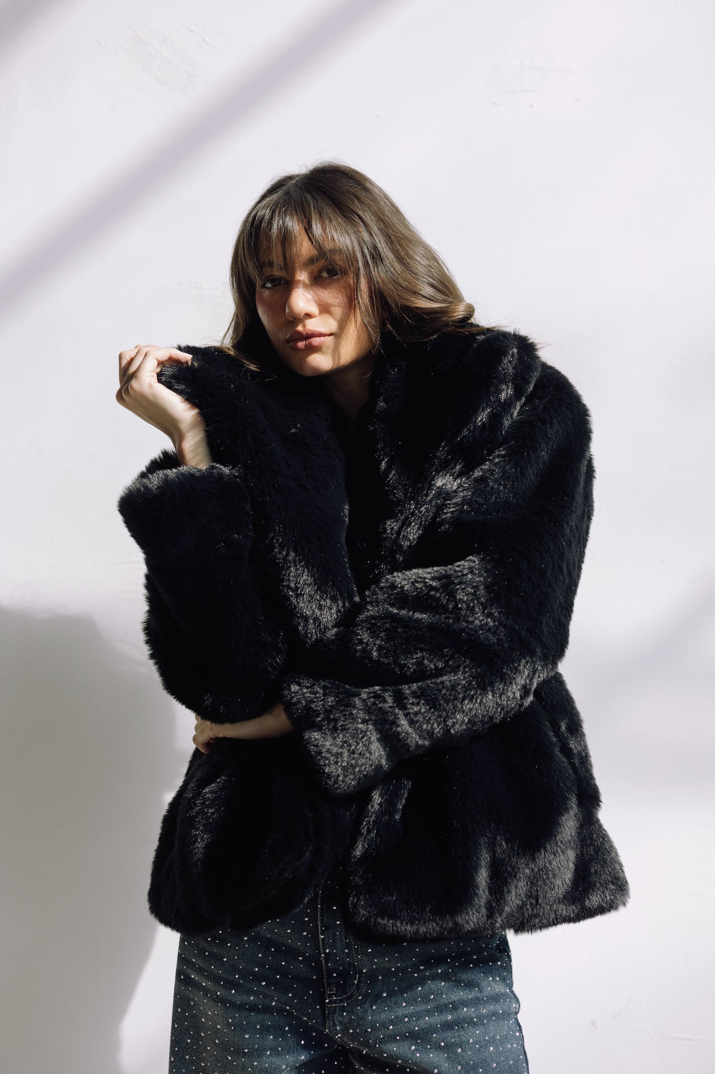 Scandi Fur Jacket - Black