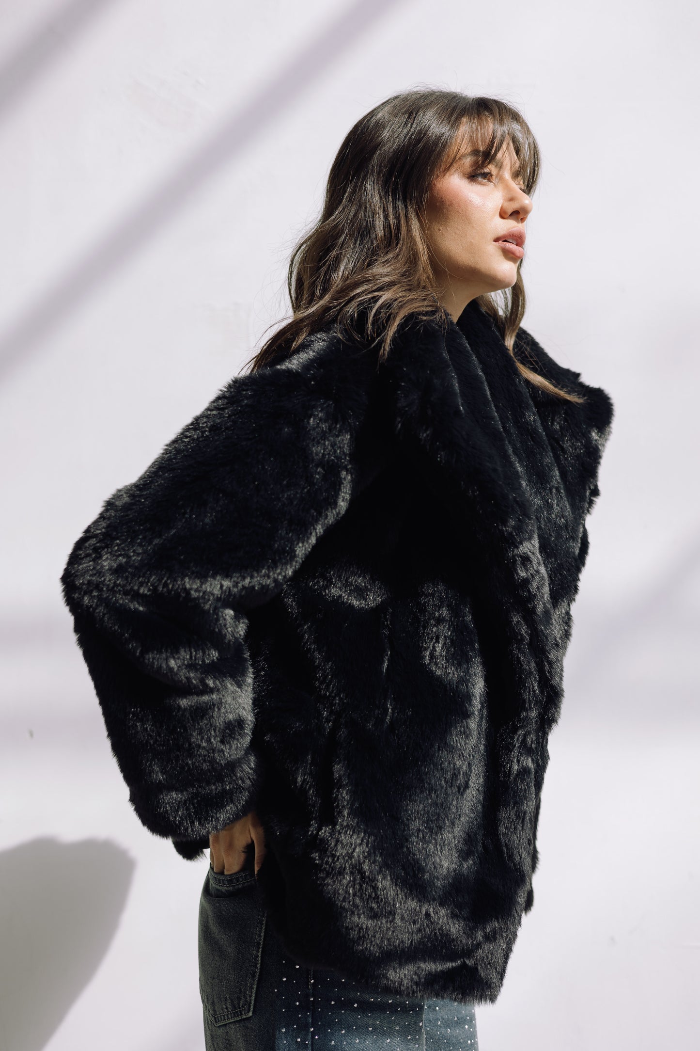 Scandi Fur Jacket - Black