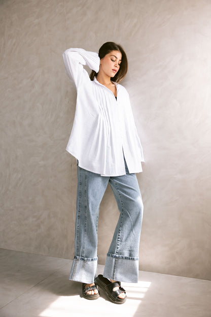 Pleated Top - White