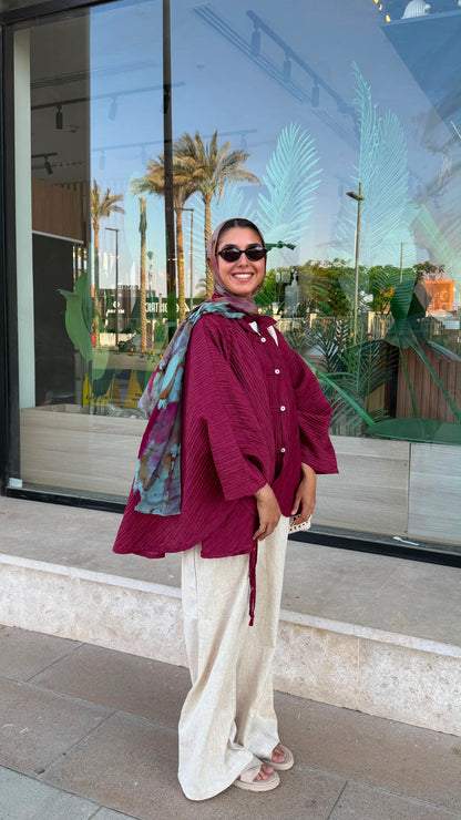 Rahaf Top - Burgundy