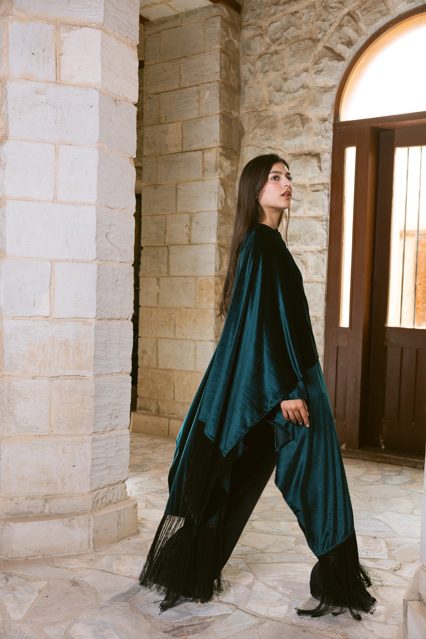 Fringe Edit Kaftan - Emerald Green