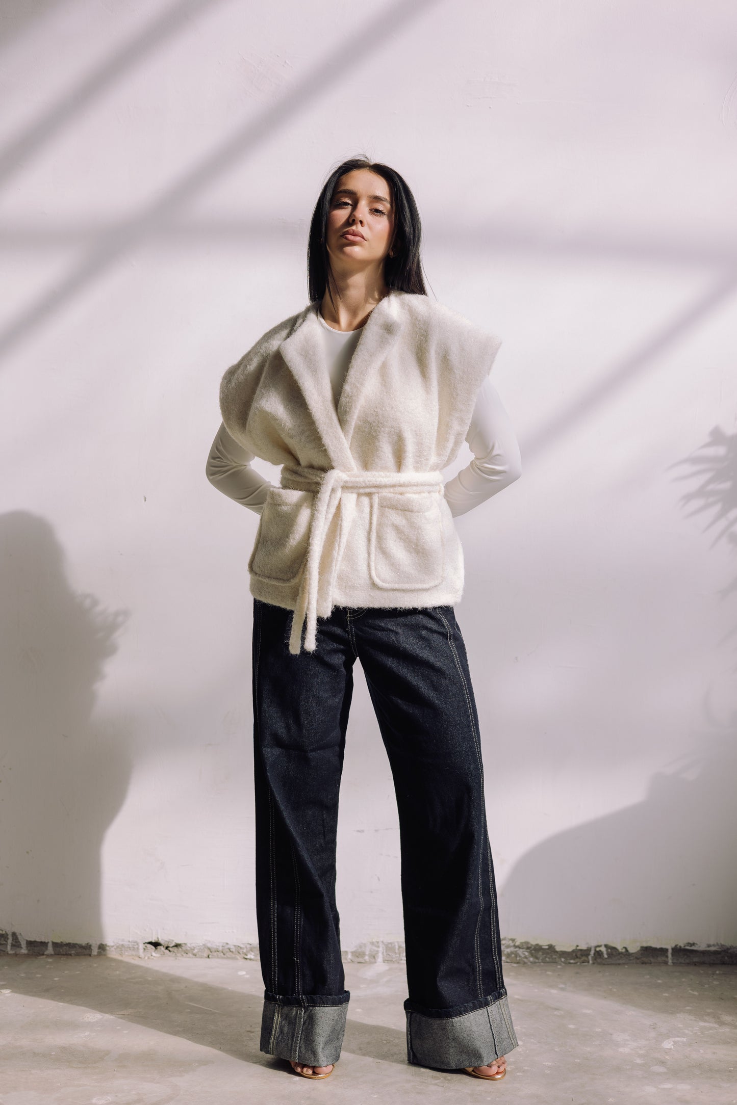 Shimmer Base Edit Vest - Off White