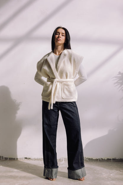 Shimmer Base Edit Vest - Off White